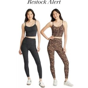 JoyLab Black Cheetah Performance Fit matching top & leggings set
